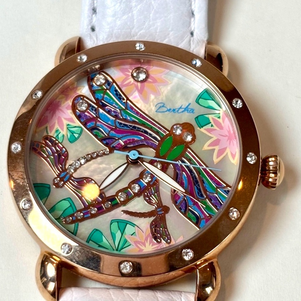 Dragonfly Bertha Watch With Rose Gold Colored Metal